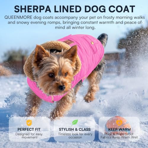 XL Waterproof Dog Winter Coat Cold Weather Warm Fleece Jacket (X-Large / Pink)