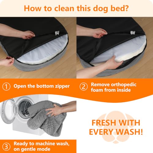 Orthopedic Waterproof Medium Dog Bed Sofa (Plush-Medium Grey / Medium(36 x 25.5 x 6 inch))