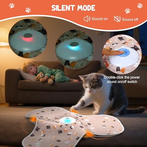 Interactive Cat Toys for Indoor Cats‌ Adult‌ with Feather Tail Switchable Mouse Sounds (PINK)