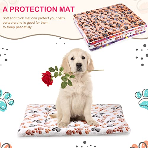 4 Pack Soft Pet Bed Mat Small Dog Crate Fleece (23 x 18 Inches / Vivid Color)