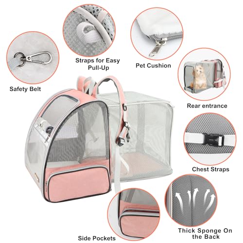 Innovative Traveler Bubble Backpack Pet Carriers for Cats and Dogs (Expandable-Pink)