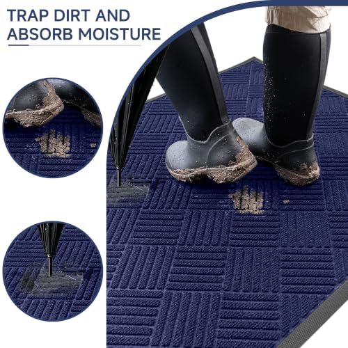 Front Door Mat (3' x 5' (Rectangular) / Blue Diamond)