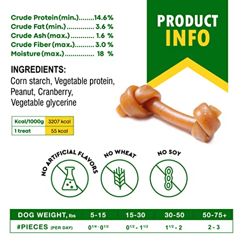 Dog Treats Peanut Butter Bones with Cranberry & Rawhide Free Chew 10.6 Oz (10.6 Ounce (Pack of 1))