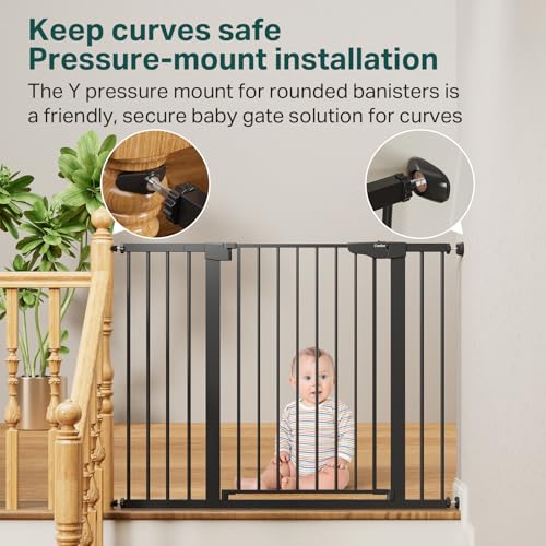 36" Extra Tall Baby Gate for Stairs (Black / 30-48"W x 36"H)