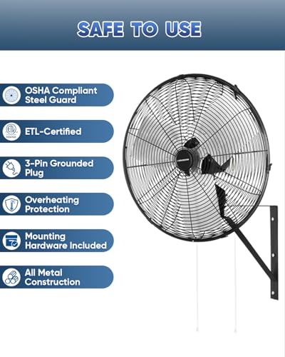 20 Inch Industrial Oscillating Wall Mount Fan 5500CFM (20 Inch)