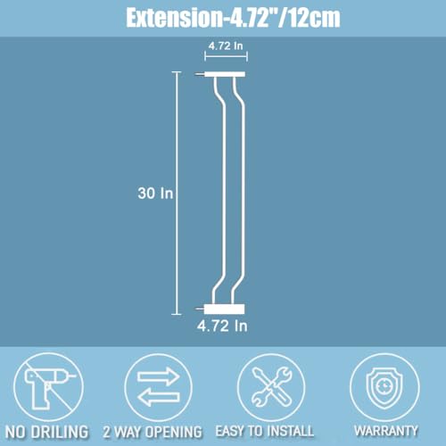Extra Wide Baby Gate 4.72in Extensions Walk Through Baby Gate Pressure Mount Auto Close Child Safety Gates (4.72"/12cm)