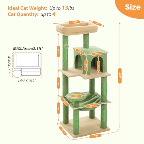 32" Small Cat Tree for Kittens & Small Cats (Green / 46 Inches)
