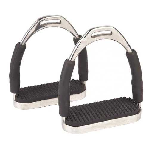 2PC Flex Stainless Steel English Saddle Stirrups with High Strength Iron Stirrups&Anti (4 1/4 Inch)