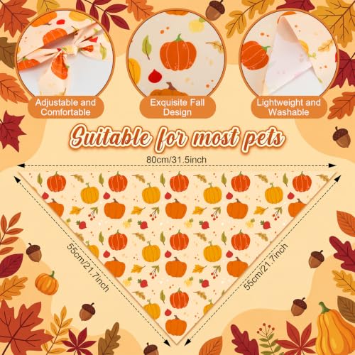 50 Pcs Fall Dog Bandanas Bulk Autumn Pumpkin Maple Leaves Pattern (31.5 x 21.7 x 21.7 Inch / Fall)