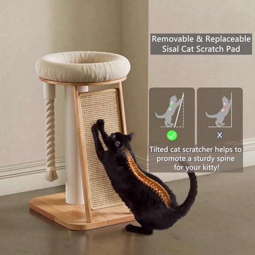 Modern Natural Wood Cute Multifunctional Cat Tree Tower Small