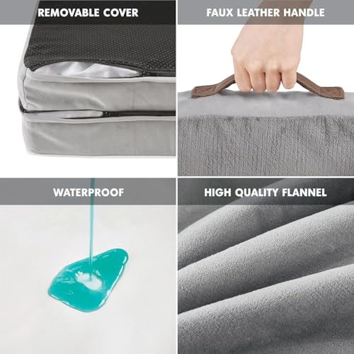 Orthopedic Dog Bed for Medium Dogs (All-Foam Bolster Bed / Ally Grey / Medium (28" x 23" x 6.5"))