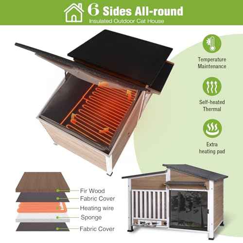 Large Heated Dog House Insulated Outdoor Weatherproof Dog Kennel with Safe Heating Pad