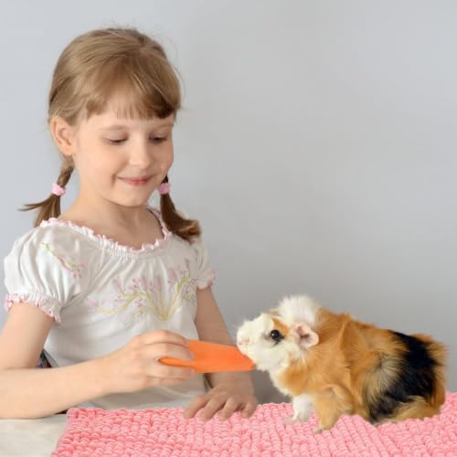 8 Pcs Guinea Pig Liner Washable Rabbit Cage Liner 16x12 Inch Guinea Pig Fleece Mats Reusable Bedding Pee Pads for Small Animals (Pink)