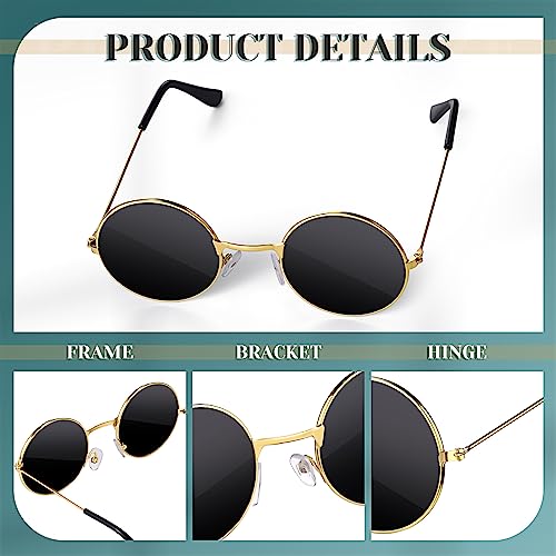 Dog Sunglasses Round Metal Pet Eyewear (Gold, Black / Modern Style)