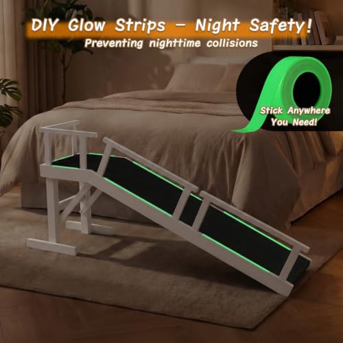 61" Dog Ramp for Bed&Couch (White / 61"L x 20"H x 15.7"W)