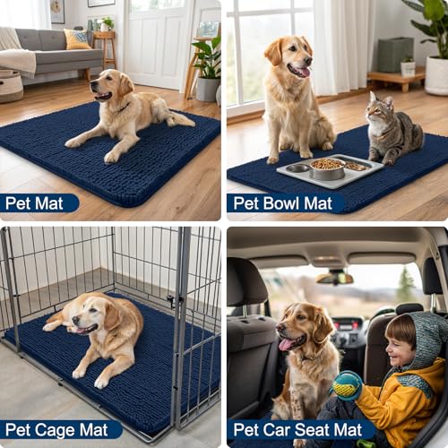 Dog Door Mat for Muddy Paws 36x24 (Dark Blue / 36"X24")