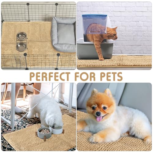 4 Pcs Guinea Pig Cage Liner (Beige / 16 x 24 Inch / Low Pile Chenille)