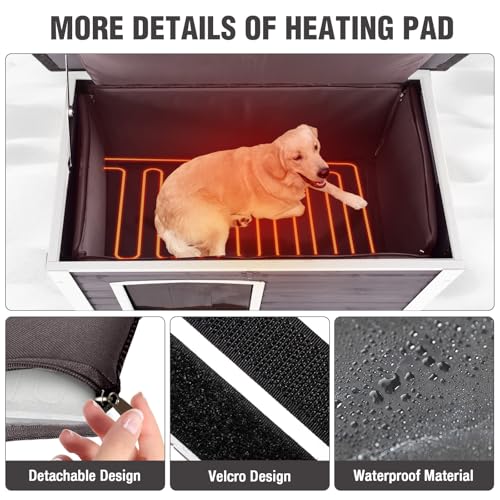 43.3'' Large Heated Outdoor Dog House Weatherproof with Anti (Heated Dog House)