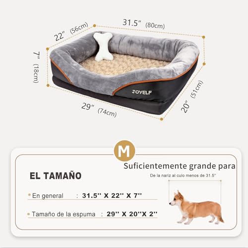 Medium Memory Foam Dog Bed Orthopedic Dog Bed & Sofa with Removable Washable Cover and Squeaker Toy as Gift (Medium-31.5"x22")