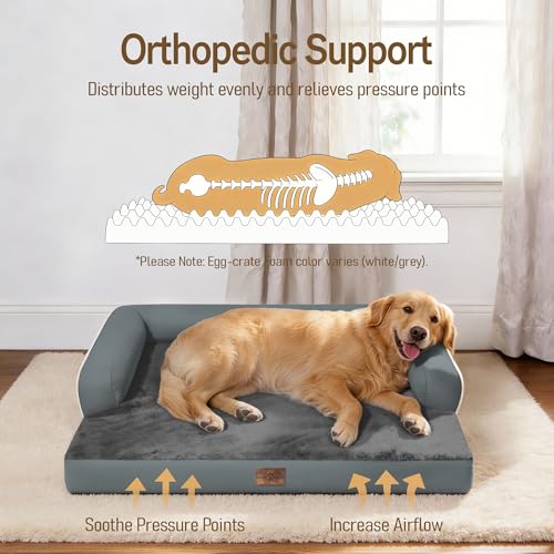 Orthopedic Waterproof Jumbo Dog Bed for Giant Dogs (Dark Grey / 48"L x 33"W x 8"Th)