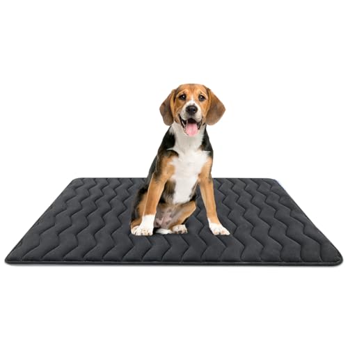 Dog Crate Mat (Upgraded Thick Black / 36.0"L x 23.0"W)