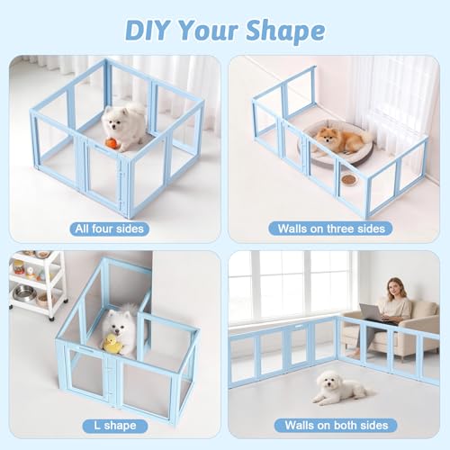 DIY Clear Acrylic Dog Playpen House (Sky Blue / 23.6"H)