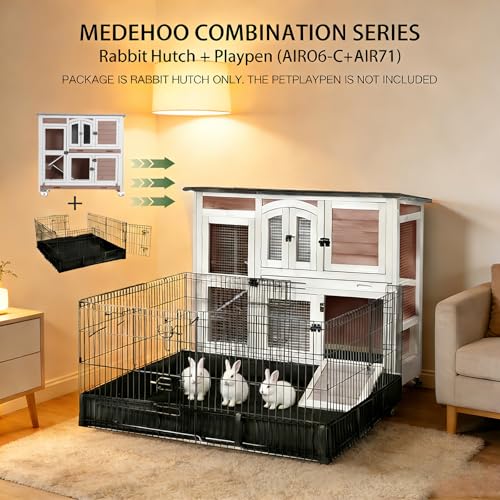 47.2" Two Story Rabbit Hutch with Wheels (Brown-AIR06)
