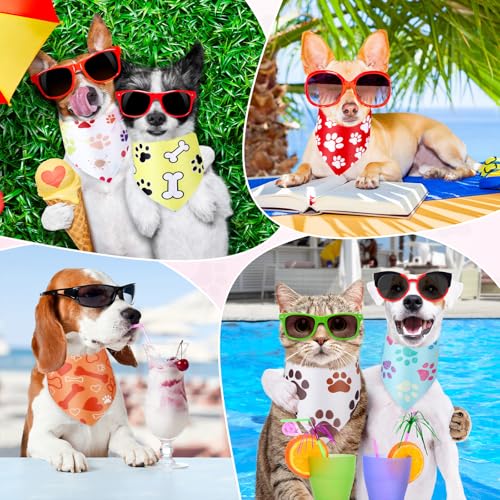 50 Pcs Paw Print Dog Bandanas Bulk (Paw Print / 31.5 x 21.7 x 21.7")