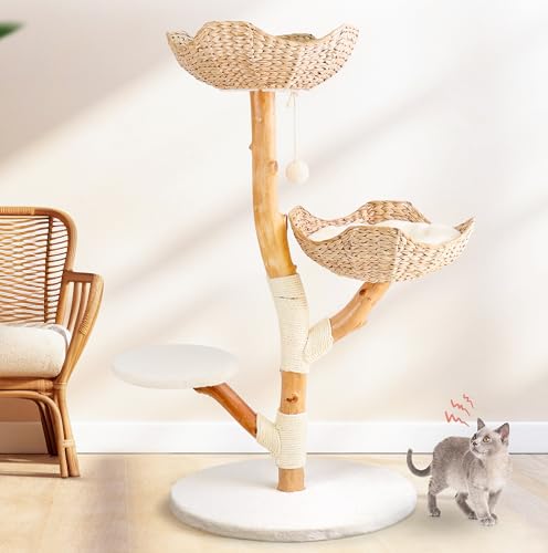 Aesthetic Real Wood Modern Cat Tree. 46 inches Tall