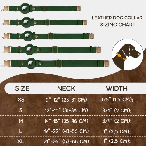 AirTag Dog Collar (Dark Green / S, 12"-15" Neck Fit)