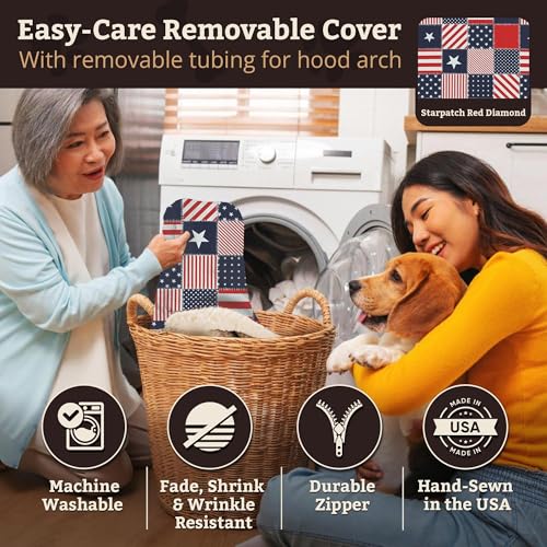 Rectangle Cozy Cave Dog Bed (Starpatch Red Diamond / Large)