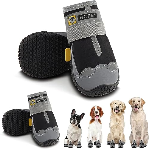 Dog Boots Waterproof Dog Shoes for Medium Large Dogs (Black / Width 2.75 in)