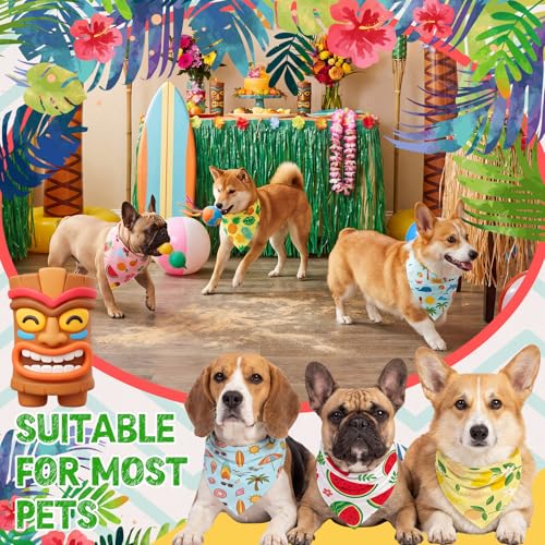 50 Pcs Summer Bandanas Bulk for Dogs Kerchief Bibs Scarves with Beach (Summer / 25.6 x 17.7 x 17.7 Inch)