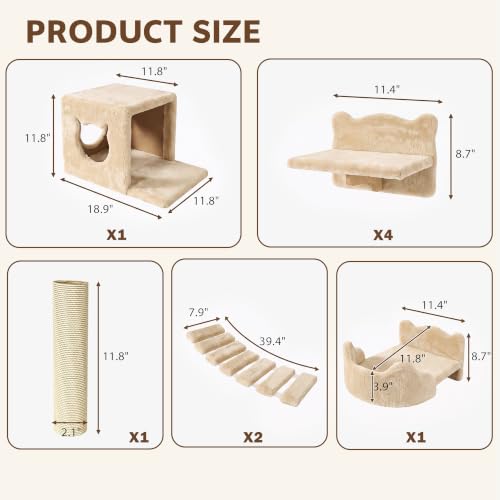 Cat Wall Furniture (Beige / 9 Piece Set)