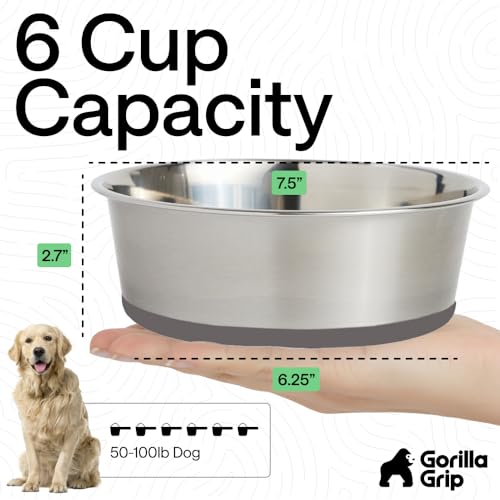 Dog Bowls Food Grade Stainless Steel (Gray / 6 Cup (Set of 2))