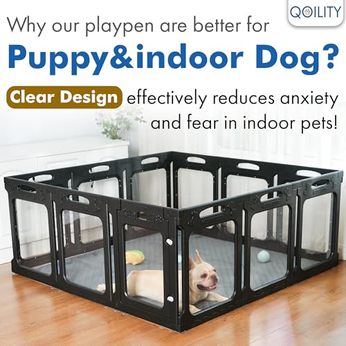 Clear Acrylic Dog Playpen Indoor (Black / 24" Height)