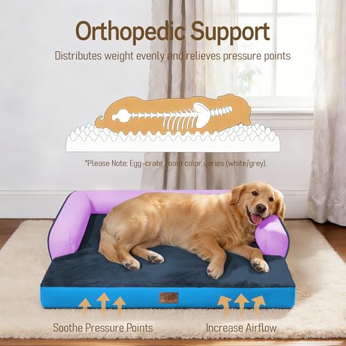 Orthopedic XL Dog Bed for Large and Extra Large Dogs (Ocean Twilight / 42"L x 30"W x 7.5"Th)