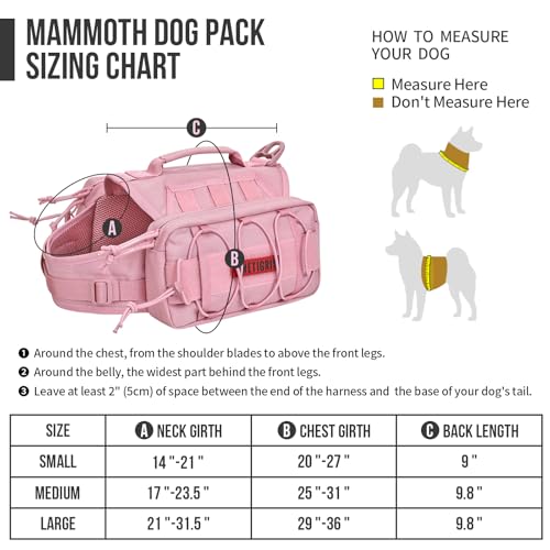 Dog Backpack for Medium & Large Dogs (Pink / Large)