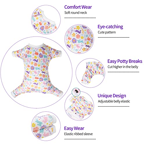 Small Dogs Outfit Soft Puppy Onesies Pjs Dog Pajamas Pet Coat Cat Apparel Comfy Doggie Jumpsuit Bodysuit for All Seasons (Rabbit / Large)