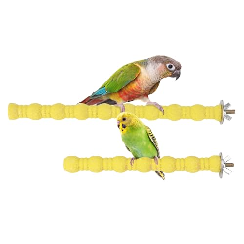 Wood Perch Stand Bird Cage Paw Beak Grinding Stick (Yellow)