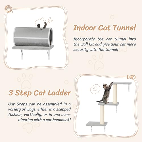 7-in-1 Wall Mounted Cat Climber Set, Cat Furniture Set, Gray (Gray / Set of 7)