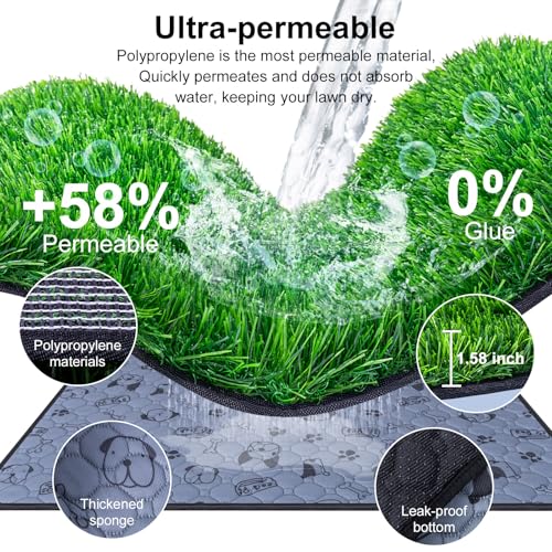Pee Pads for Dogs with Fake Grass (32" x 24")