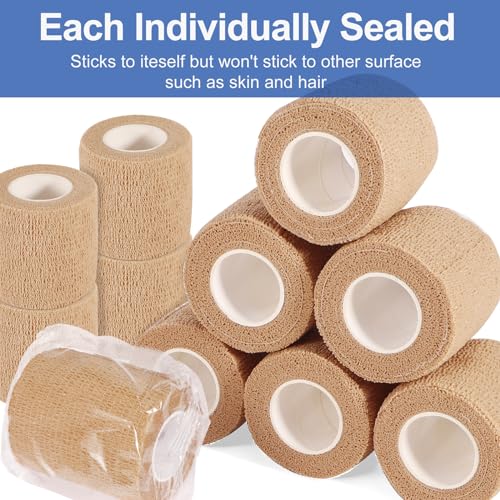 24 Pack Self Adhesive Bandage Wrap (Brown / 2 Inch)
