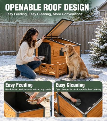 Heated Dog House for Outside Iron Frame Outdoor Shelter