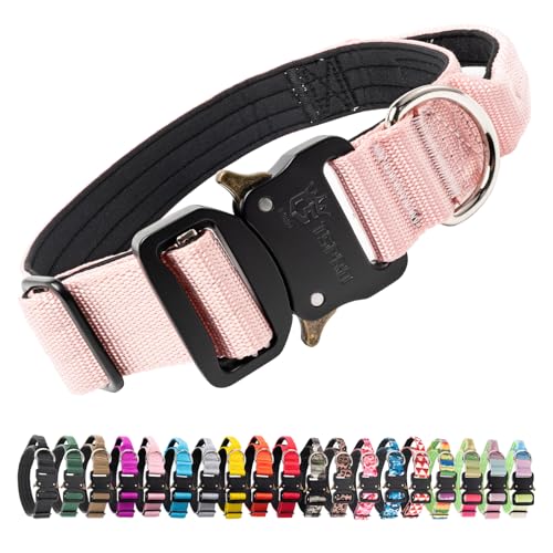 Tactical Dog Collar (Basic Pink - Handle Style / M: Neck 14.5" to 18")