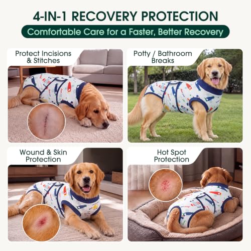 Recovery Suit for Dogs Cats (2x-large (Back:24.8-29.5'', Weight:70+ Lb) / Sky Aviator)