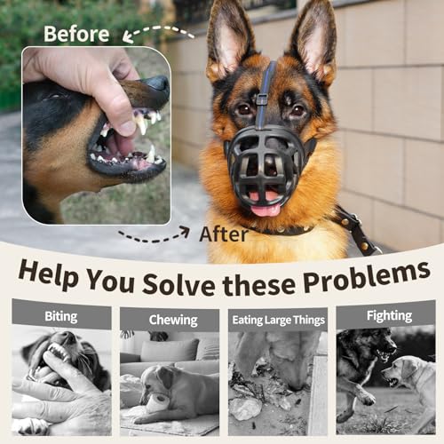 Basket Dog Muzzle for Large Medium Small Dogs German Shepherd (Large / Black)