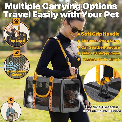 Expandable Pet Carrier for Small Cats & Dogs (18.0"L x 11.0"W x 11.0"H / Mid-Hemp Gray)