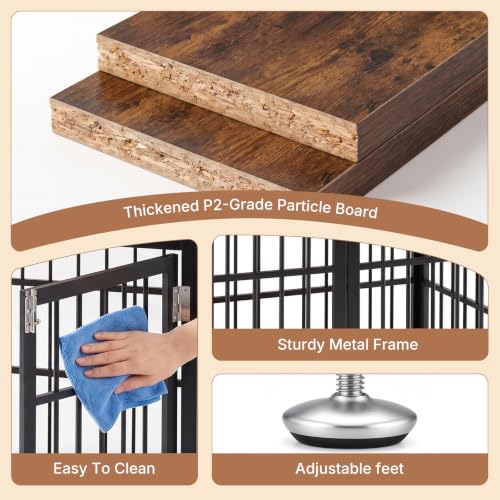 Dog Crate Furniture 42 Inch Indoor Crate for Large Dog Wooden Kennel (Black / 42.1"L x 30.0"W x 30.2"H)