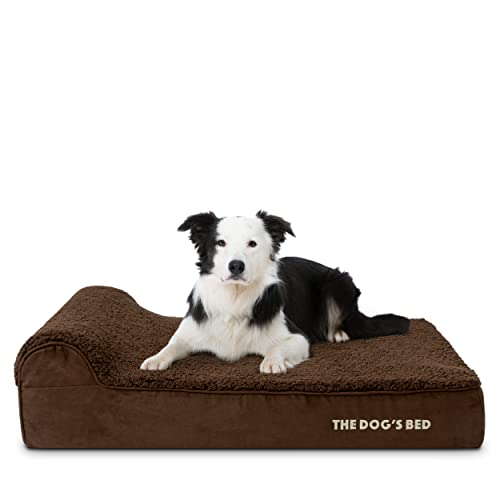 The Dog’s Bed Orthopedic Memory Foam Dog Bed with Headrest Large (Brown Plush / L (40"L x 25"W x 6"Th))